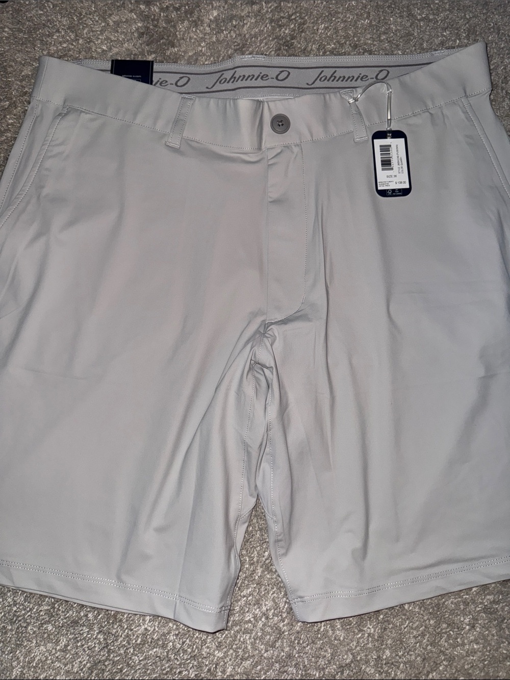 johnnie-O Men's Light Gray Performance Athletic Shorts